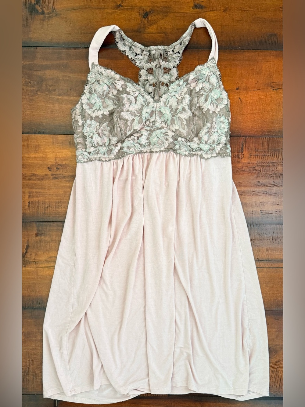 Soma Blush Pink Chemise with Mint Lace Racerback
